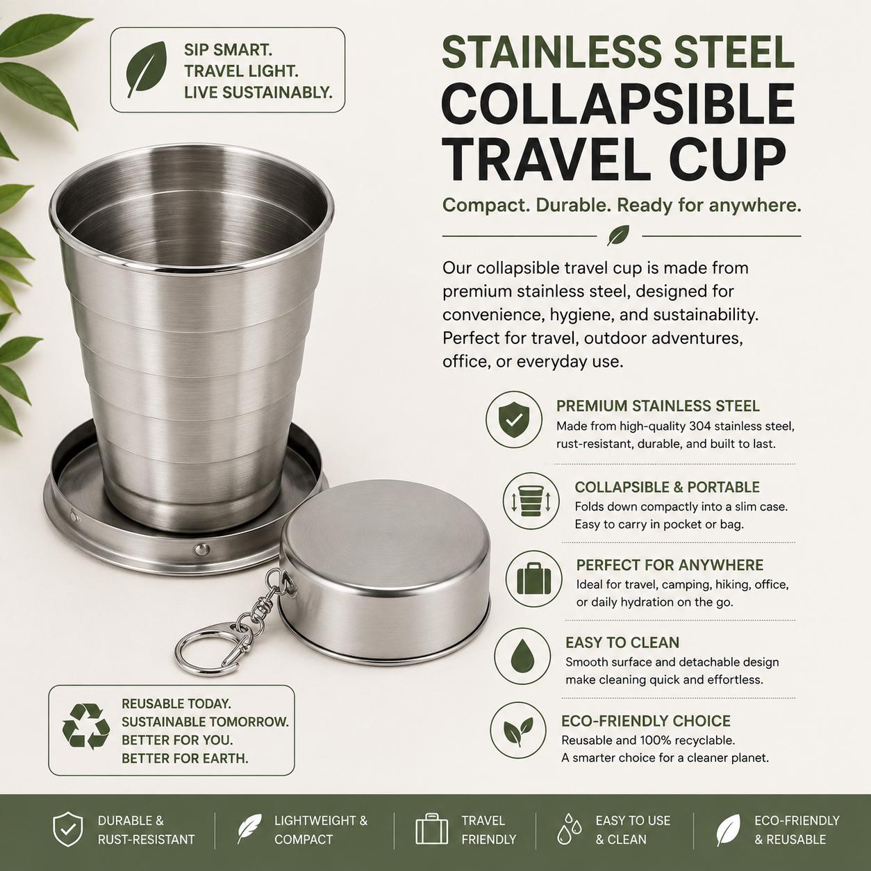collapsible stainless steel travel cup collapsible stainless steel travel cup